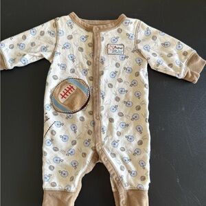 Vintage Cream and Brown Footie One Piece with Cozy Fabric